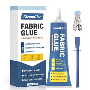 Permanent Extra Strong Clear Washable Fabric Glue Adhesive for Clothing Repairs, Patches, Denim, Rhinestones, Felt, Crafts & Upholstery, 1.76 oz