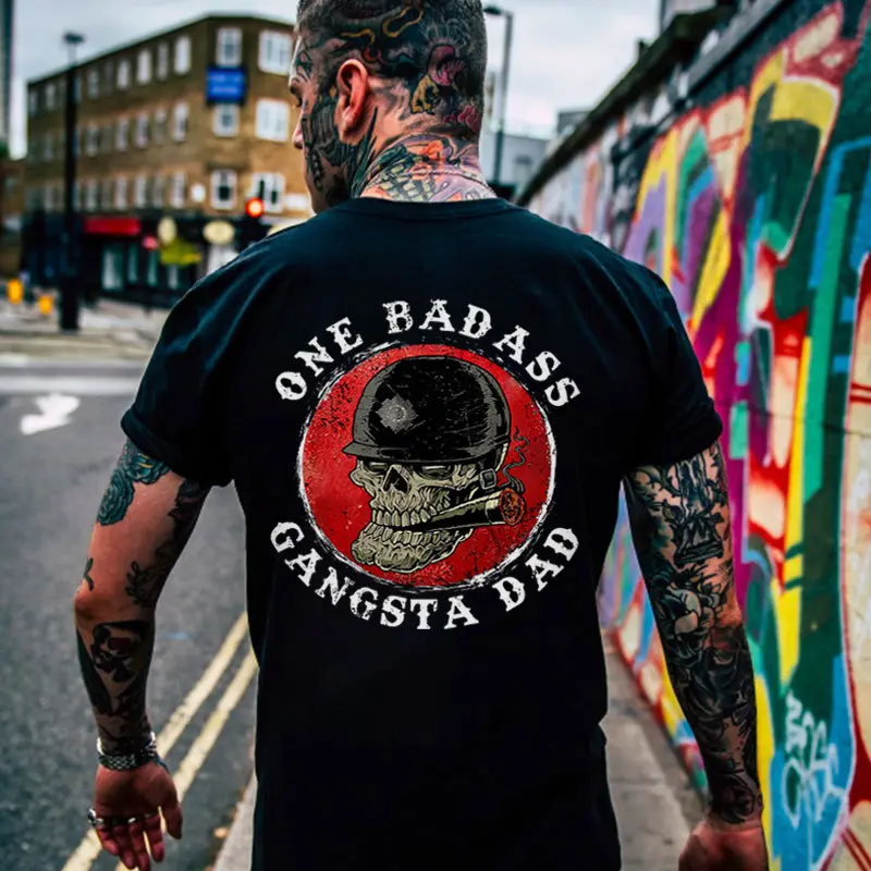 ONE BADASS GANGSTA DAD Skull Print T-shirt, Hoodie & Sweater - Unisex Sizes S-5XL