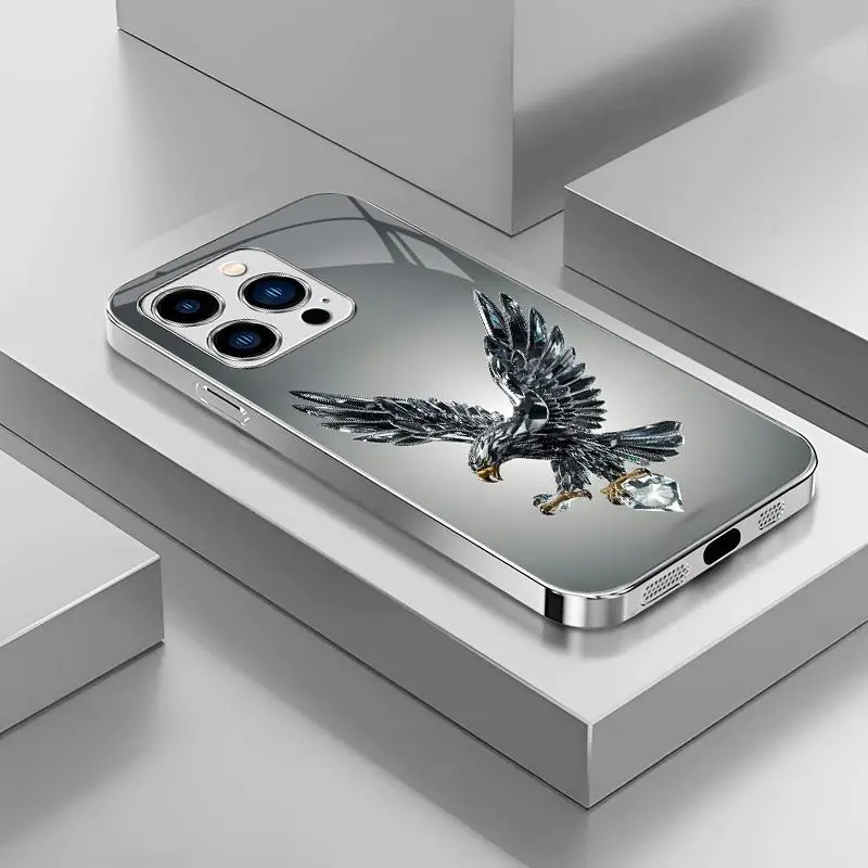 Suitable for [iPhone 13 Pro] Light luxury crystal eagle pattern and scorpion glass electroplated mobile phone case, exquisite and gorgeous 995