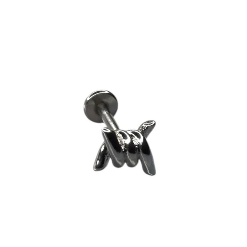 16G Barbed Wire Flatback Cartilage Ear Piercing