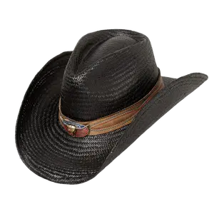 Austin Handmade Hats Linker Black Straw Hat 05-905