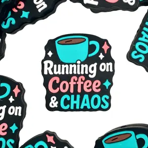 1pc Running on Coffee & Chaos 2.0 Silicone Focal Beads - Funny Crafting & Beading for Beaded Keychains Accessories