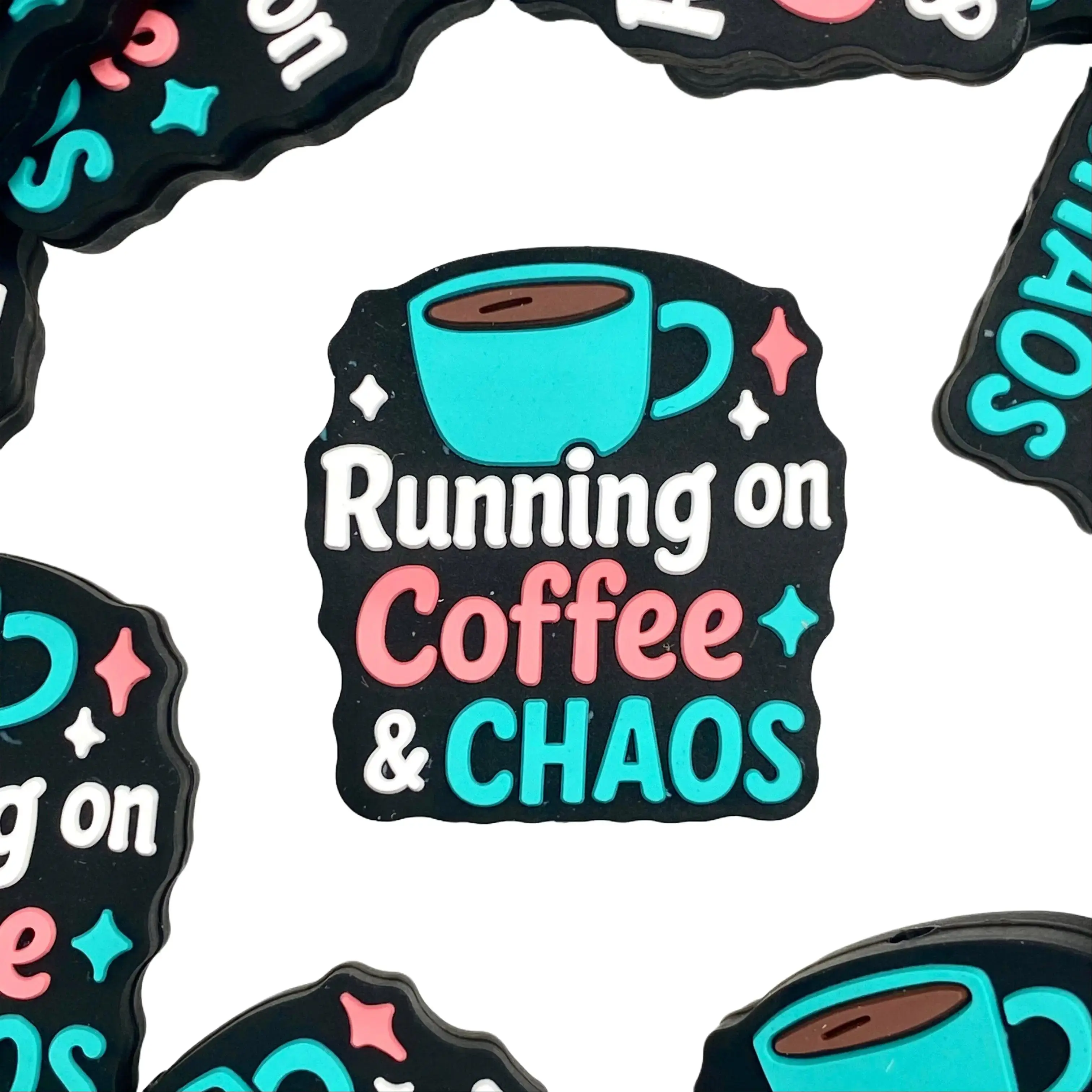 1pc Running on Coffee & Chaos 2.0 Silicone Focal Beads - Funny Crafting & Beading for Beaded Keychains Accessories