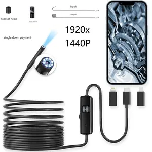 Endoscope Camera with Light, 1920P HD Borescope Tools with 8 Adjustable LED Lights, Endoscope with Semi-Rigid Snake Camera, Inspection Borescope for iOS and Android - 16.4ft Single Lens summerwins
