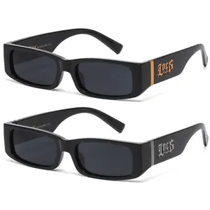 OG LOCS Square Slim Fit Side Logo Trendy Super Dark Sunglasses