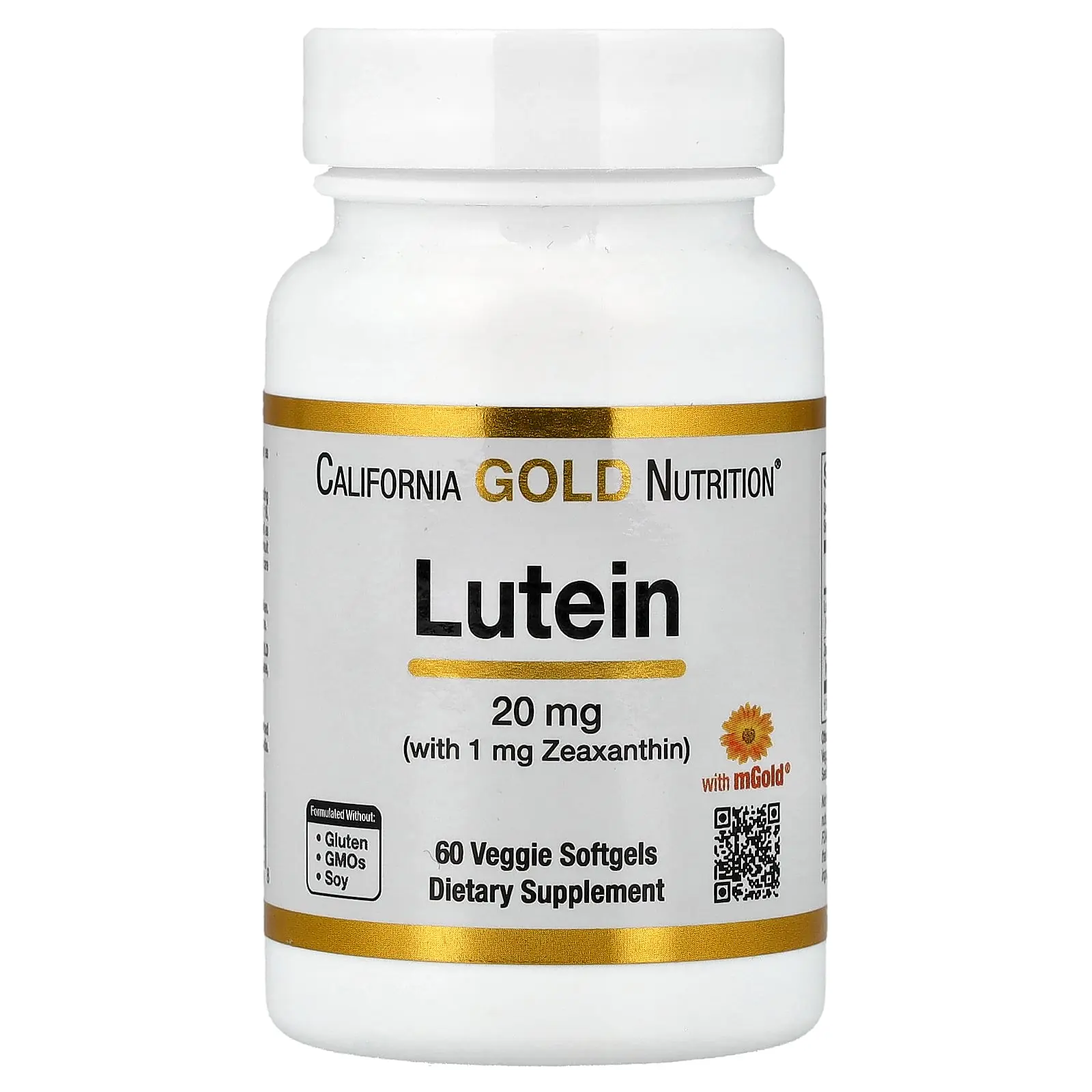 California Gold Nutrition Lutein with Zeaxanthin from Marigold Extract, 60 Veggie Softgels