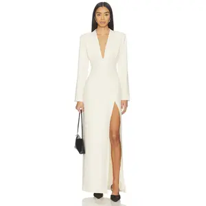 EAVES Lovise Polished Crepe Maxi Dress in Ivory