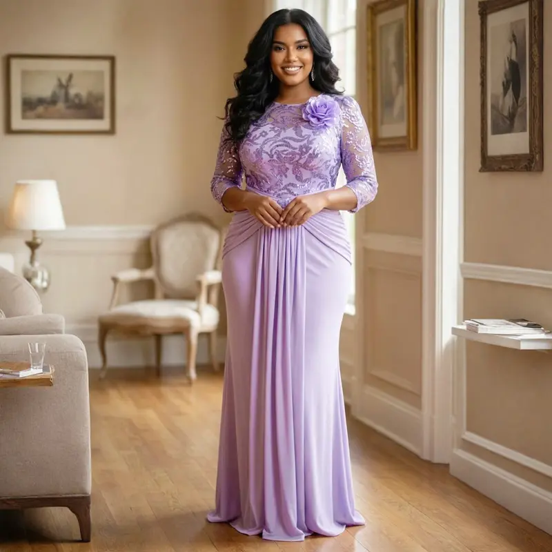 open lace back dress Plus-Size Two-Piece Sequin Long Prom Dress by La Femme Lavender / 22w