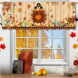 Thanksgiving Valance Curtain for Kitchen, Thanksgiving Decorations Turkey Window Valance for Living Bedroom, Thanks Turkey Valance 18" X 54" Harvest .