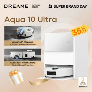 DREAME Aqua10 Ultra Roller Robot Vacuum and Mop & 30,000Pa Suction, Self-Cleaning Dock & Extending Roller Mop, Heat-Washes & Dries, Carpet Protection, AI Camera & LiDAR Avoidance Tech, Voice Control