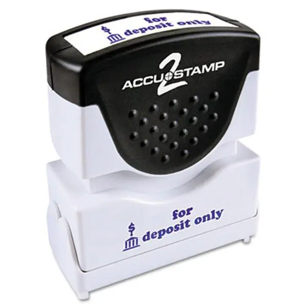 212 MAIN Accustamp2 Auto-Open Closing Consolidated Message Stamp 035601 - Auto Dust Cover, Anti-Bacterial, Pre-Inked, For Deposit Only, Blue, 1.63x0.5in, Rubber Grip, DIY Scrapbooking Tool