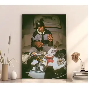 Vintage Hip Hop Room Canvas Wall Art, Retro Music Lifestyle Poster Print, Urban Photography Style Decor, Unframed Canvas Poster for Bedroom Studio Living Room