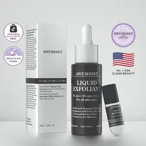 AWEMOIST Skin Perfecting Exfoliant with 3% AHA, 2% BHA & 1% PHA | Multi-Acid Synergy Formula with Patch Testing Sample | Facial Exfoliant for Smoother, Refined-Looking Skin | Fragrance-Free