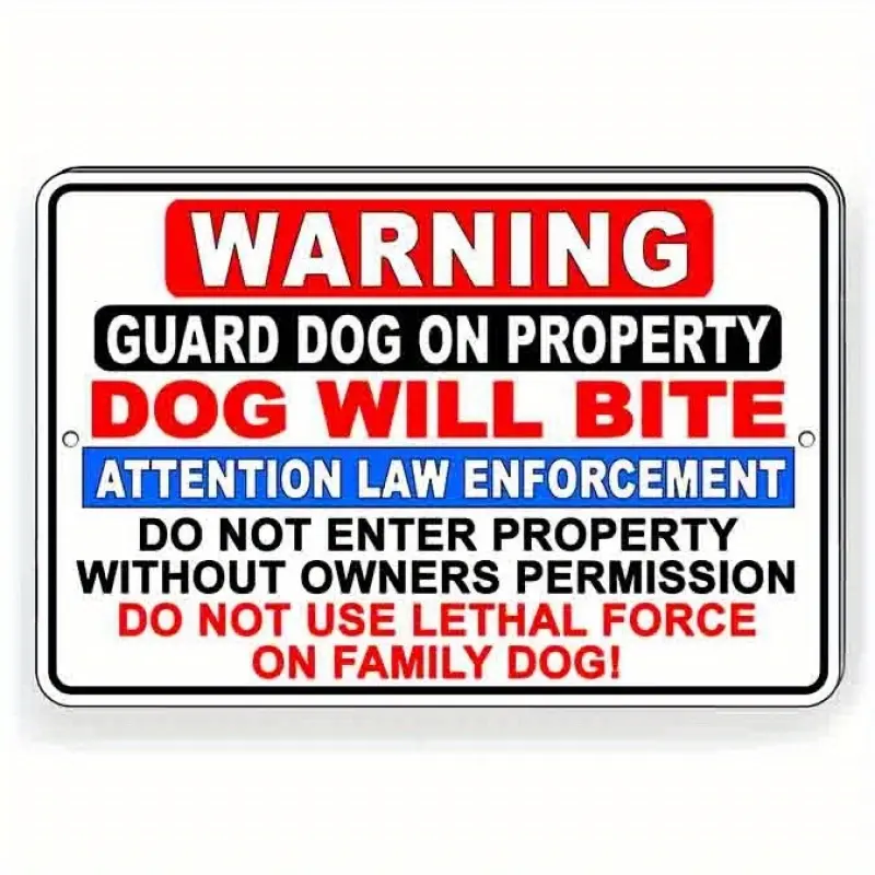 Beware Of Dog Metal Sign Dog Will Bite Security Keep Out Warning Do Not Enter