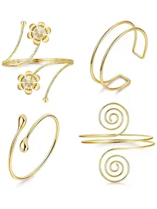 Women's Upper Arm Cuffs, Adjustable & Minimalist Design, Coiled Arm Band Set, Perfect for Everyday Wear, Stylish Accessory, Elegant Minimalist Bangle