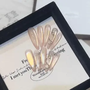 【B01 Extra long oval shape】Colorful and Ornate Long oval shape Small fresh Handmade Press On Nails - Solid, Reusable, Eco-Friendly, Up toWear,