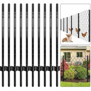 Fence Posts, Pack of 8, Metal Fence Poles u Post Sturdy Duty Fence Stakes Step in Post No Dig Fence Post for Garden Yard Home Decor