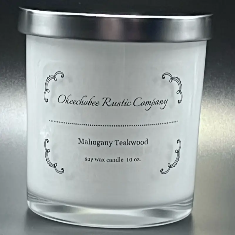 Mahogany Teakwood Soy Wax Candle by Okeechobee Rustic Company 10 oz
