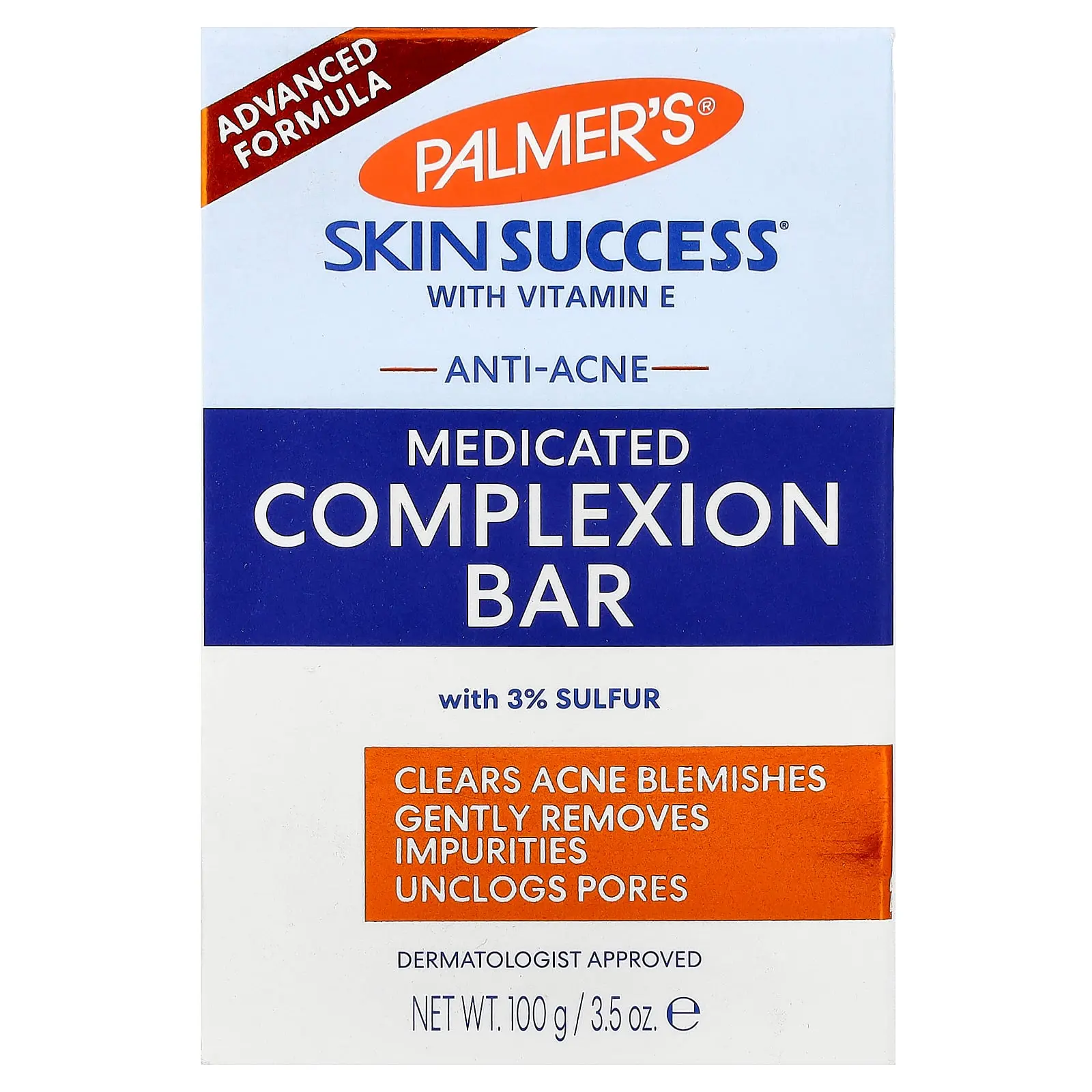 Palmer's Skin Success® with Vitamin E, Anti-Acne Medicated Complexion Bar Soap, 3.5 oz (100 g) | HSA/FSA Eligible