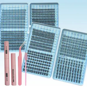 2-Box Pack,1040Pcs Lash Extension Kit, 8-16mmMIX, Individual Lash Clusters D Curl, Eyelash Tool Set, With Lash Bond, Seal, Remover And Applicator Brush Tool For Home Self Application(30D-40D)