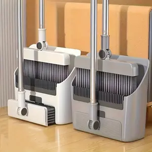 2-in-1/ 3-in-1/4-in-1 Broom with Dustpan Combo Set,Long Handle Broom Dustpan Combo with Dustpan Teeth to Automatically Clean Hair for Home, Indoor or Outdoor Cleaning Hall Floor