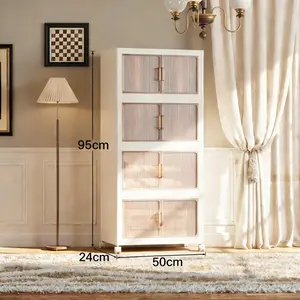 Wheeled 5 Tier Stackable Storage Boxes, Foldable Collapsible Plastic Bins for Home Office & Kitchen