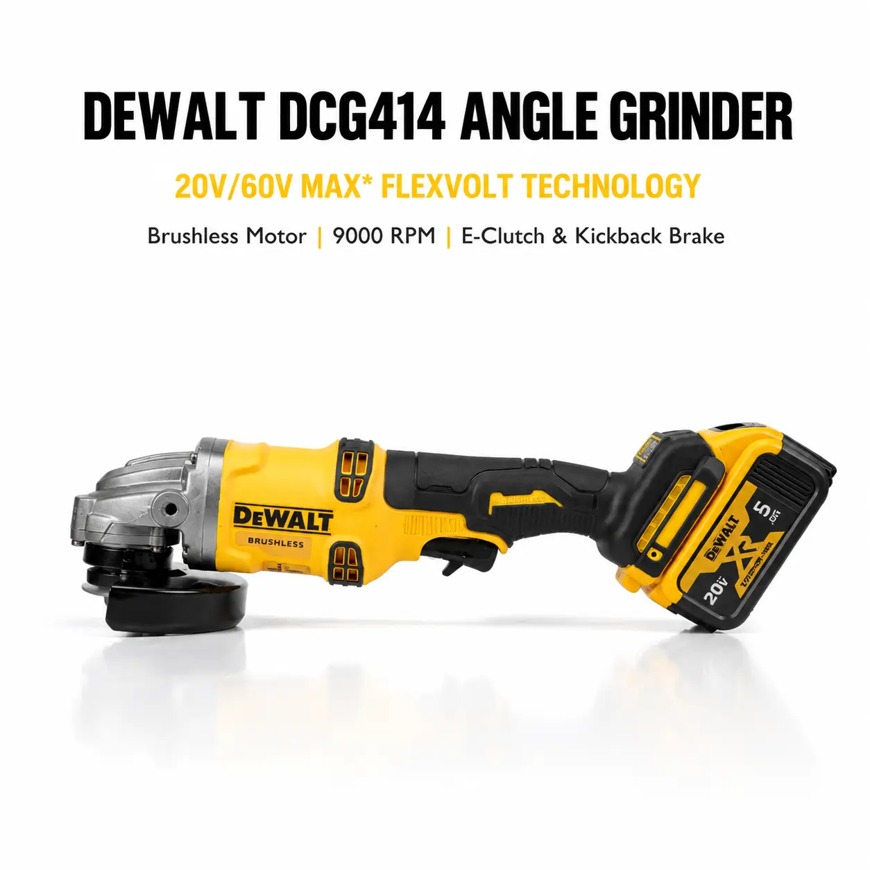 DeWalt DCG414 20V/60V Brushless Cordless Angle Grinder with E-Clutch and Kickback Brake Safety, 1700W High-Performance M14 Spindle Power Tool for 125mm Metal Cutting Heavy Duty Grinding in Structural Fabrications Heavy-Duty Wall Mount Holder