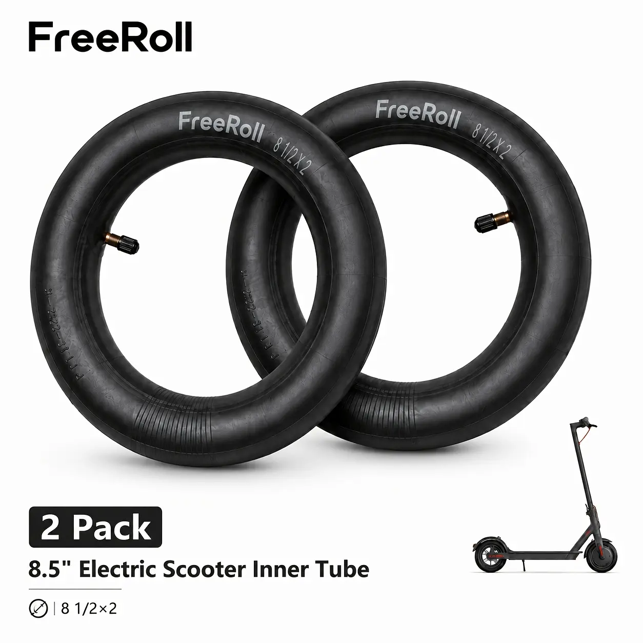 8.5-inch Electric Scooter Rubber Inner Tube (8 1/2×2) with Straight Valve - Compatible with Xiaomi M365/Pro/1S, Various 8.5-inch Electric Scooters, Rubber Tube