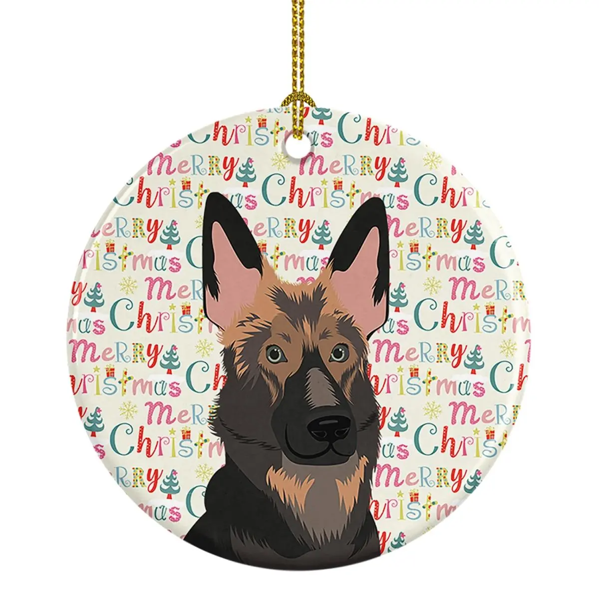 2.8 x 2.8 in. Unisex German Shepherd Puppy Christmas Ceramic Ornament