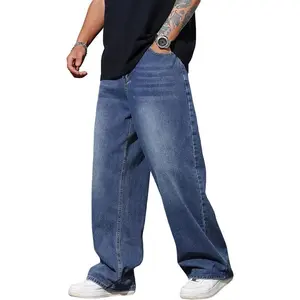 Men's Baggy Jeans Vintage Wide Leg Denim Pants Hip Hop Skater Jeans Loose Fit Trousers 2000s Streetwear