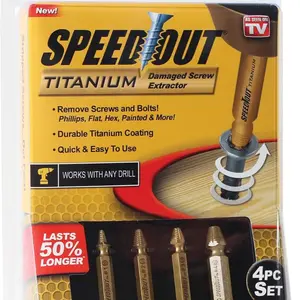 Speed Out Titanium Damaged Screw Extractor Kit, 4 Piece Set