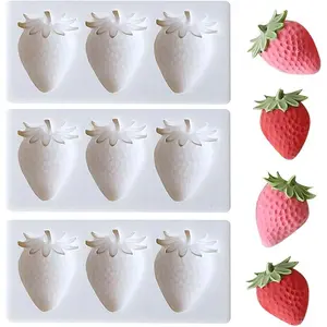 3 Pack Strawberry Fondant Molds   Candy Molds Mini Strawberry  Mold Fruit Shape Fondant Mold for Soap Wax Clay  Cupcake Cake Ice Cream Decor - QS3