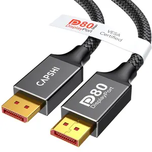 Capshi 80Gbps VESA Certified DisplayPort 2.1, 16K DP Cable 6.6FT (8K@240Hz, 4K@540Hz 360Hz 240Hz), DP80 Display Port Cord for RTX 5090, 7900XTX,