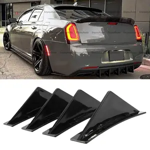 For Chrysler 300 Rear Bumper Lip Splitter Shark Fin Diffuser Glossy Black