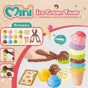 Ice Cream Stacking Game for Kids - Ice Cream Tower Blocks - Sweet Donut Tower Balance Toy - Fun Educational STEM Learning & Fine Motor Skills Development - Family Party Board Game for Toddlers Age