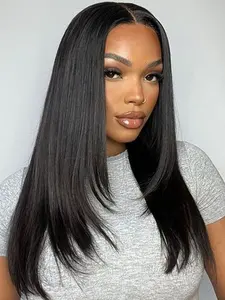 4x4 HD Lace Glueless Wig Layered Cut Straight Human Hair Wig Lace Front Wigs Lace Closure Wigs Pre-Plucked Pre-Cut Lace Easy Wear Natural Straight Wig Suitable for Any Occasion