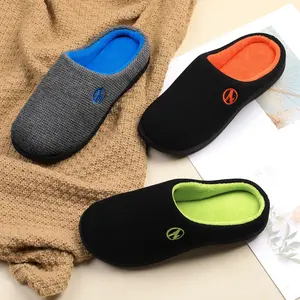 SHOESLOCKER Unisex Memory Foam Slippers, Round Toe, Casual Knit Waffle Upper, Secure Heel Collar, Non-Marking Rubber Sole, Indoor/Outdoor Footwear, Ideal Father’s Day & Guys Gifts, Slide Slippers,summervibes