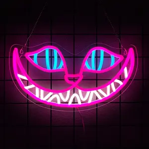 Cheshire Cat Neon “Alice in Wonderland” Wall Decor Art Light, Smiling Cat LED Fixture, LED Lamp, Suitable for Bedrooms, Man Caves, Party Bar Backdrops, Birthday Gifts