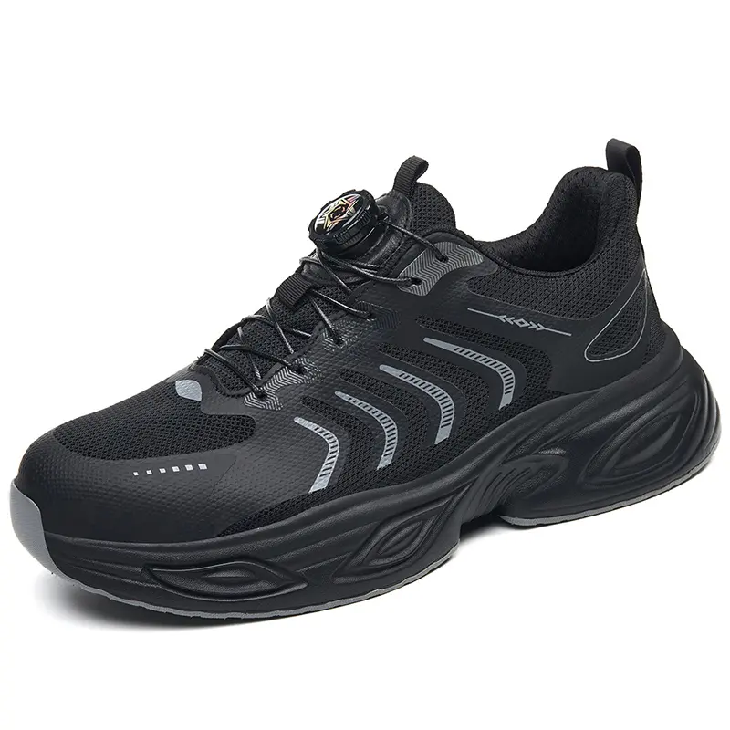 Shenganton Men's Work & Safety Footwear, Colorblock Steel Toe Boots with Dial Laces, Puncture-Resistant & Non-Slip Soles, Rugged Tread Work & Safety Footwear, Boot, Round Toe, Outdoors, Classic, Pu Leather, All Season, Walking Shoes