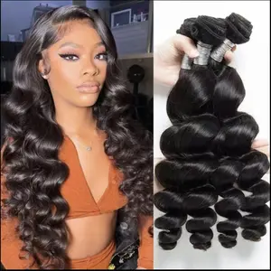 15A Loose Wave Bundles Human Hair 1/3 Bundles 100% Unprocessed Brazilian Virgin Loose Wave Bundles Human Hair Loose Wave Bundles Loose Wave  Bundles Hair Extensions for Black Women