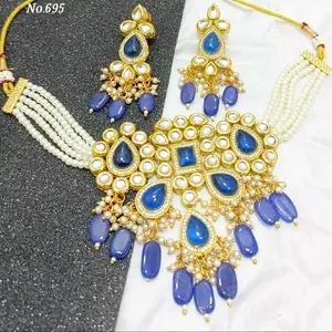 Monalisa stones Blue kundan set