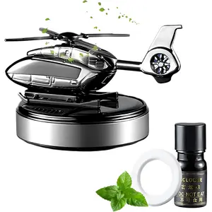 Car Air Freshener, Solar Powered Rotating Helicopter Aromatherapy Diffuser, Premium Aviation Aluminum Alloy Car Interior Ornament, Portable Fragrance Diffuser for Car & Home Decor, Ideal Father's Day Gift (Silver)