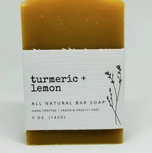 Turmeric & Lemon Bar Soap - All Natural, Handcrafted, Vegan, Cruelty-Free, 5 oz. (142g) - Moisturizing Coconut Oil, Conditioning Olive Oil, Rich Shea Butter, Cleansing Castor Oil