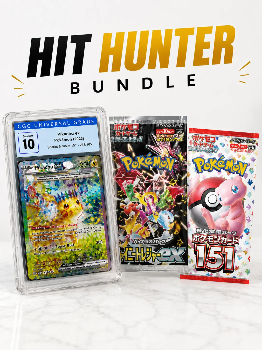 $39.99 Mystery Hit Hunter Graded Set, Guaranteed CGC/PSA 9-10 Graded Non-Sports Trading Card Bundle, 2 Booster Packs, TCG Packs, Collector Gift