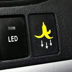 Funny Banana Peel Car Button Sticker - Trending Prank Car Interior Decor, Waterproof Vinyl Perfect for Car Button Modification, Car Stickers