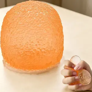 Vibrant Orange Maltose Gummy Squishy Toy, Ultra-Stretchy Crystal-Textured Squeeze Ball, Slow-Rising Rebound Candy-Shaped Fidget, Satisfying Sensory Toy with Glossy Sparkly Finish, Sweet Aesthetic Desk Decor