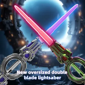 PROGGARLITE Light Toys with 16-Color RGB Flashing Sword Light up Saber for Kids Gift with Sound Auto-Retraction USB Rechargeable Gravity Sensor Toy New Oversized Double Blade Lightsaber