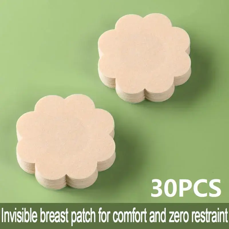 30 Pieces Nipple Cover Pasties Disposable Nipple Covers No Show Satin Breast Stickers Self Adhesive Petal Bra Pasties