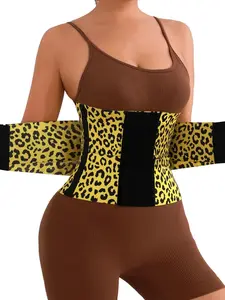 Women's Nylon Fabric Waist Cincher, Adjustable Waistband, Fajas, Triple Wrap Adjustable Abdomen Smoothing Waist Trainer, Multicolor & Leopard Print Girdle, Body Shaper Belts for Ladies, Perfect for Yoga & Gym Shapewear, Body Shaping Underwear