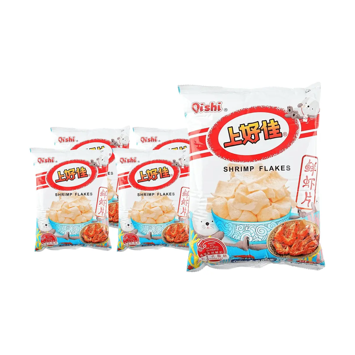 OISHI Shrimp Crackers 80g - 5 Pack Value Bundle | Crispy Seafood Snack for Parties & Snacking